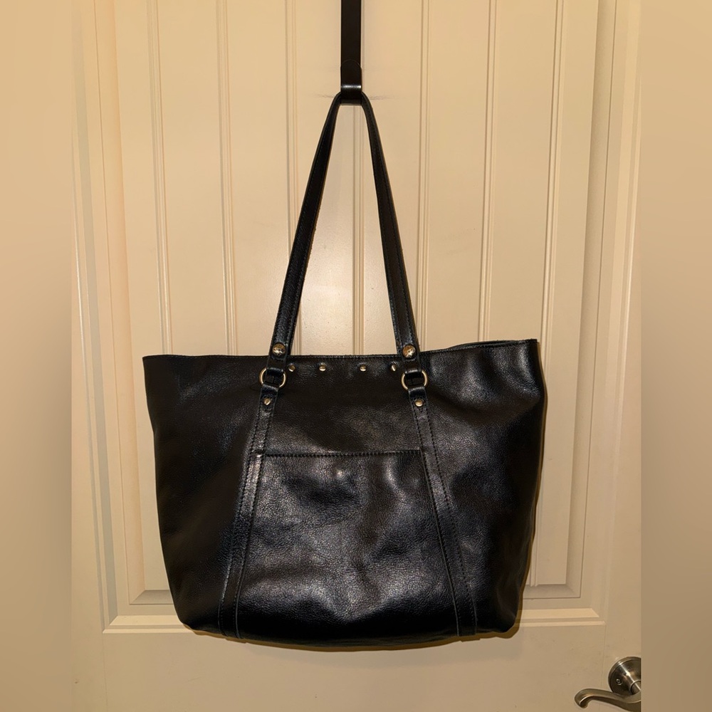 Patricia Nash Benvenuto Vintage Black Studded Grain Leather XL Tote Bag - Picture 2 of 8